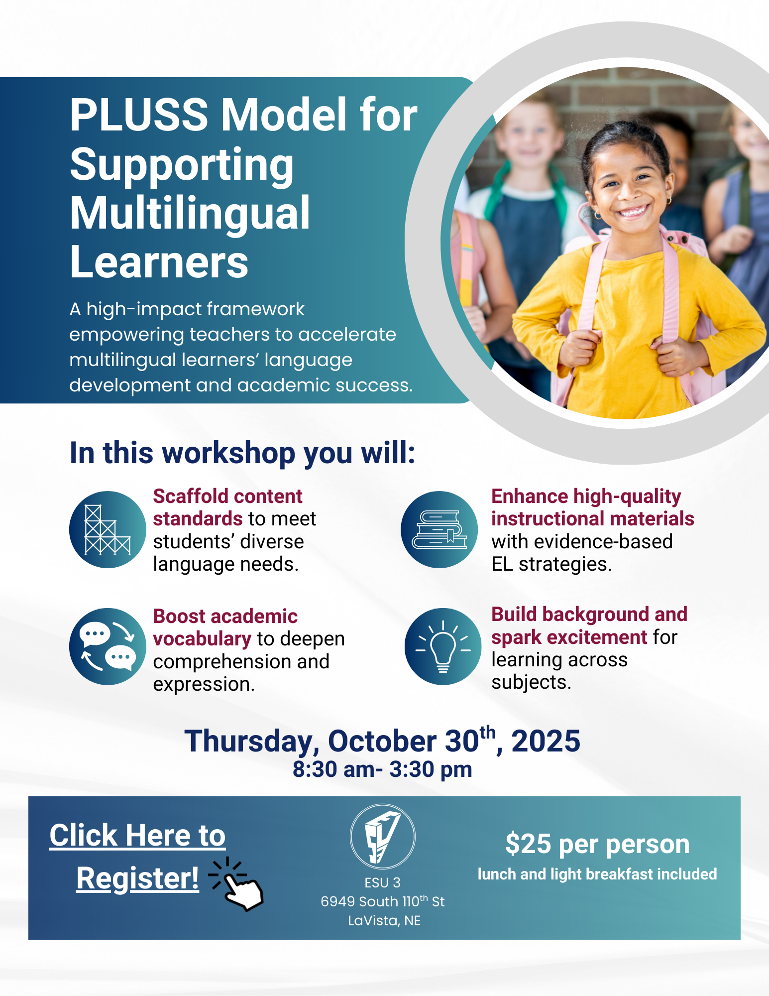 Click here to register for PLUSS Model for Multilingual Learners, 10-30-25, #24497